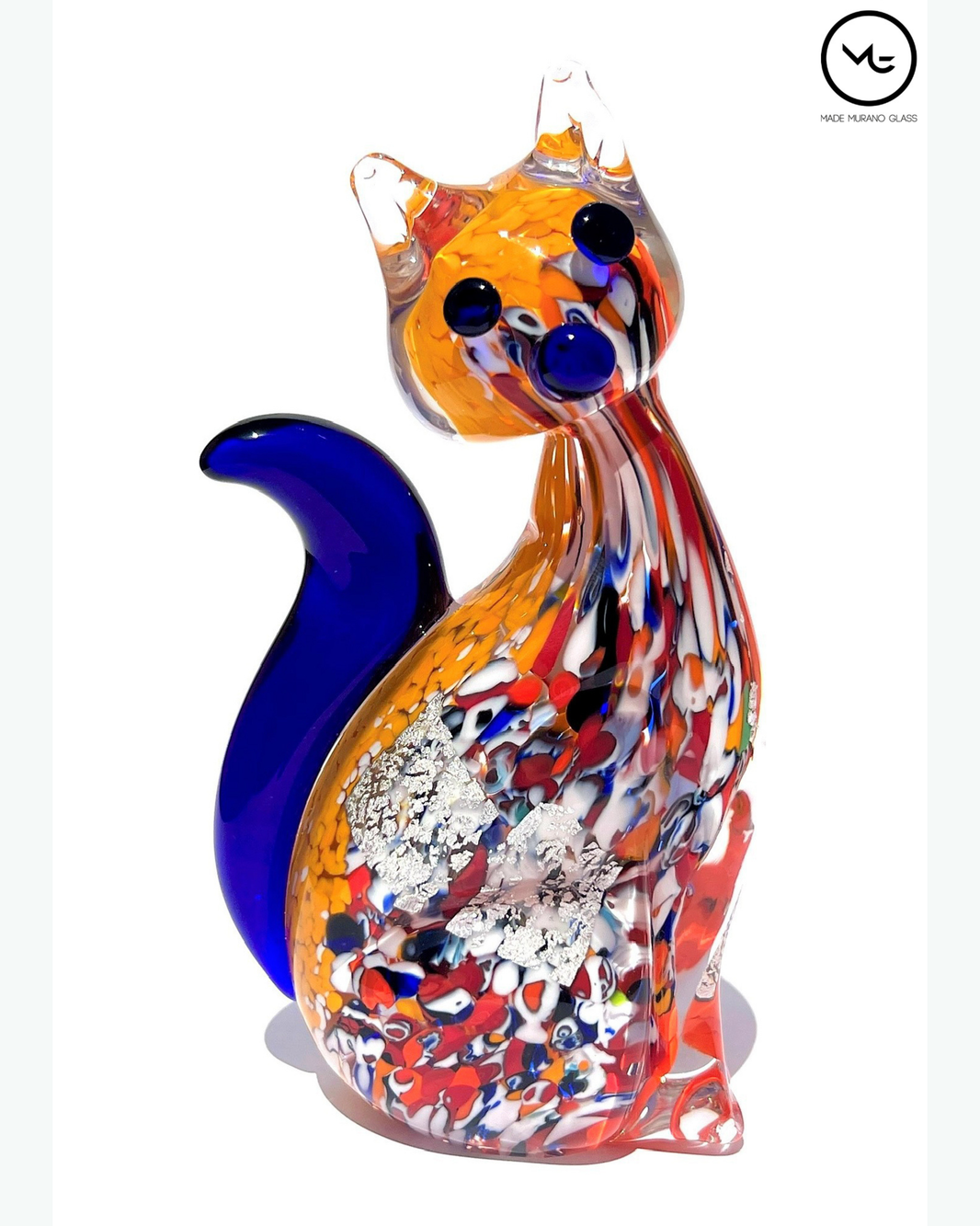 Collectie Aida Sommerso – Blauwe Murano glazen kat